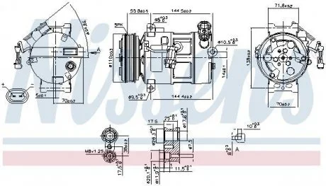 Компресор кондиціонера ALFA ROMEO 159, FIAT CROMA, OPEL SIGNUM, VECTRA C, VECTRA C GTS, SAAB 9-3 1.6/1.8 04.02-02.15 NISSENS 89310