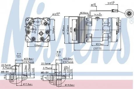 Компресор кондиціонера VOLVO FH12, FH16, FL12, FM12 08.93- NISSENS 89411