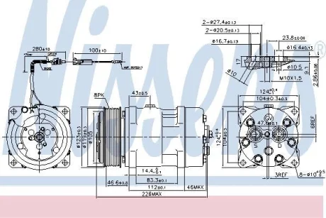 Компресор кондиціонера FLX7, діаметр шківа 119мм, 24В NISSENS 899930