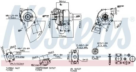 Турбокомпресор (з набором прокладок) VOLVO C30, S40 II, S80 II, V50, V70 III, CITROEN BERLINGO MULTISPACE, BERLINGO/MINIVAN, C2, C3 I, C3 PICASSO, C4, C4 GRAND PICASSO I, C4 I 1.6D 10.03- NISSENS 93037