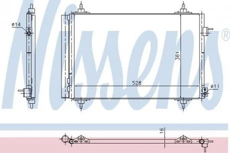 Конденсатор кондиціонера (з осушувачем) PEUGEOT 307 1.6/1.6ALK 03.02-04.12 NISSENS 940438