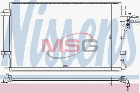 Конденсатор кондиціонера (з осушувачем) KIA SORENTO II, SORENTO II/SUV 2.4/2.4LPG/3.5 06.09-12.15 NISSENS 940595
