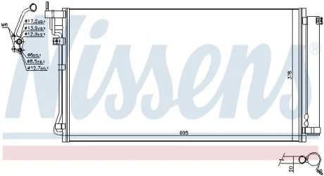 Конденсатор кондиціонера (з осушувачем) HYUNDAI GENESIS 3.0/3.8 06.14-07.17 NISSENS 941122