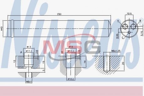 Осушитель воздуха C1,5,8 P107,407 AYGO NISSENS 95522 (фото 1)