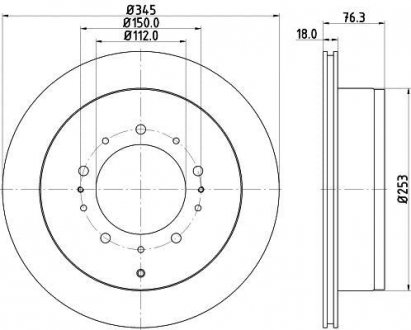 Диск гальмівний задній Toyota Land Cruiser 4.5, 4.6, 4.7, 5.7 (08-) NISSHINBO ND1029K