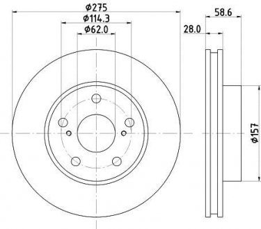 Диск гальмівний передній Toyota Hilux III 2.5, 2.7, 3.0, 4.0 (05-) NISSHINBO ND1055K (фото 1)