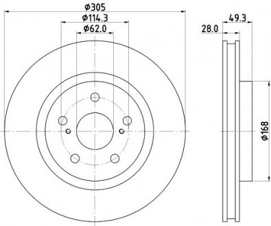 Диск гальмівний передній Toyota Camry (V7) (17-), RAV 4 V (_A5) (18-) NISSHINBO ND1128K