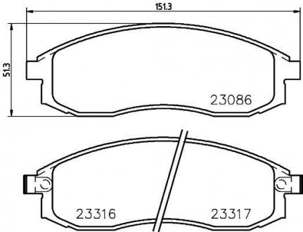 Колодки гальмові дискові передні Nissan Maxima 2.5, 3.0/Mitsubishi L200 2.0, 2.4 (96-) NISSHINBO NP2037