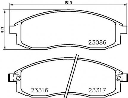 Колодки тормозные дисковые передние Mitsubishi L200, Maxima 3.0 (88-94) NISSHINBO NP3014 (фото 1)