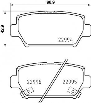 Колодки гальмові дискові задні Mitsubishi Eclipse (17-) NISSHINBO NP3038 (фото 1)