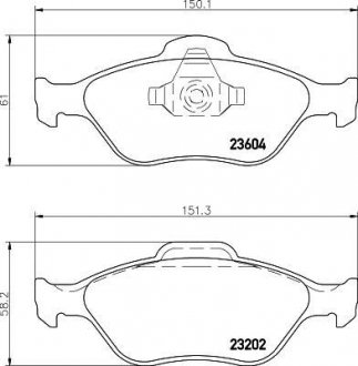 Колодки гальмові дискові передні Mazda2 1.3, 1.4, 1.6 (03-)/Ford Fusion 1.4, 1.6 (04-12) NISSHINBO NP5008