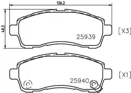 Колодки тормозные дисковые передние Suzuki Swift/Mazda 2/ Daihatsu Materia 1.2, 1.3, 1.5, 1.6 (06-) NISSHINBO NP5029 (фото 1)