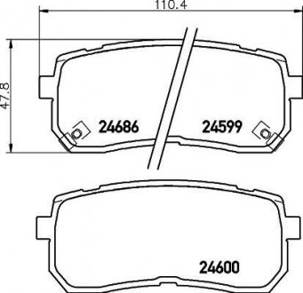 Колодки гальмові дискові задні Hyundai H-1, ix55 2.5, 3.0 (08-) NISSHINBO NP6033