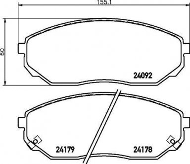 Колодки гальмові дискові передні Kia Sorento 2.4, 2.5 (02-) NISSHINBO NP6053