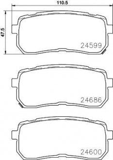 Колодки гальмові дискові задні Hyundai H-1, i55 22.5, 3.0, 3.8 (11-) NISSHINBO NP6099 (фото 1)