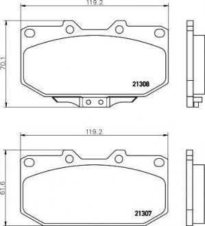 Колодки гальмові дискові передні Subaru Impreza 2.0, 2.5 (00-07) NISSHINBO NP7012 (фото 1)