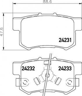 Колодки гальмові дискові задні Honda Accord 2.0, 2.2, 2.4 (02-), Civic VII (01-05)/Suzuki SX-4 1.6. 2.0 (06-) NISSHINBO NP8037 (фото 1)