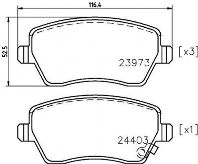 Колодки гальмові дискові передні Nissan Micra, Note 1.2, 1.5 (06-)/Suzuki Splash, Swift 1.2, 1.3, 1.5 (05-) NISSHINBO NP9004 (фото 1)