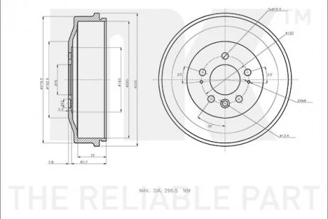 Фото гальмівний барабан VW Amarok 10- NK 254734 Гальмівний барабан VW Amarok 10- NK 254734