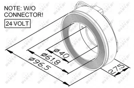 Котушка компресора кондиціонера (DENSO, 10PA/7SBU) MERCEDES C T-MODEL (S202), C (W202), CLK (A208), CLK (C208), E T-MODEL (S210), E (W210), G (W461), G (W463), M (W163), S (C140) 1.8-9.6D 01.68- NRF 38448