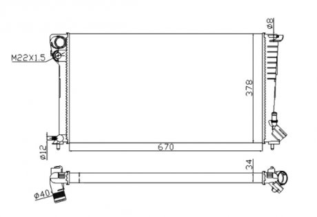 Радіатор охолодження Citroen Berlingo 1.5D-2.0D 04.93-12.15 NRF 509510A (фото 1)