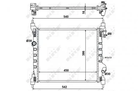 Радиатор, охлаждение двигателя NRF 53195