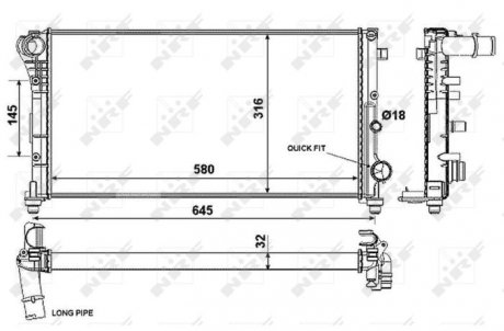 Радиатор, охлаждение двигателя NRF 58376