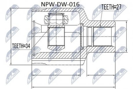 ШАРНИР РАВНЫХ УГЛОВЫХ СКОРОСТЕЙ NTY NPW-DW-016