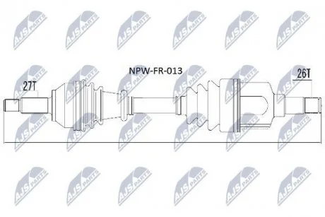 Фото піввісь | ford mondeo iii 00- /лів/ NTY NPWFR013 ПІВВІСЬ | FORD MONDEO III 00- /ЛІВ/ NTY NPWFR013