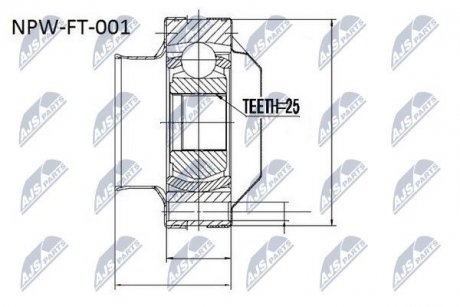 ШАРНИР РАВНЫХ УГЛОВЫХ СКОРОСТЕЙ NTY NPW-FT-001