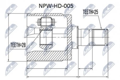 ШАРНИР РАВНЫХ УГЛОВЫХ СКОРОСТЕЙ NTY NPW-HD-005