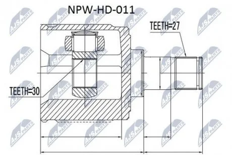 ШАРНІР РІВНИХ КУТОВИХ ШВИДКОСТЕЙ | HONDA HR-V GH /MTM/ 98-05, CIVIC FD/FK 06-/ЛІВ/, CR-V 04-, ACCORD USA 02- /ПРАВ/ NTY NPW-HD-011