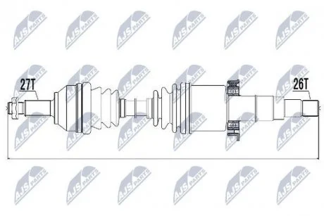 ПІВВІСЬ | JAGUAR X-TYPE 2.1 V6, 2.0D, 2.2D 02- /ПРАВ/ NTY NPWJG001