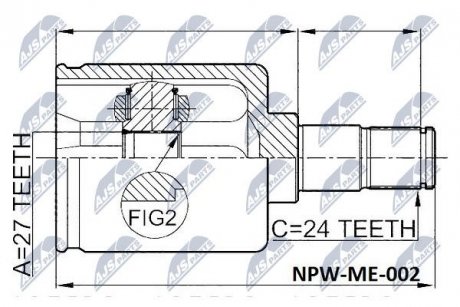 ШАРНИР РАВНЫХ УГЛОВЫХ СКОРОСТЕЙ NTY NPW-ME-002