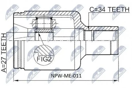 ШАРНІР РІВНИХ КУТОВИХ ШВИДКОСТЕЙ | MERCEDES S KLASA 4 MATIC 02-05 NTY NPW-ME-011
