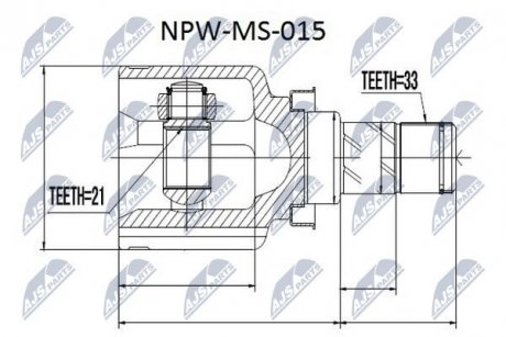 ШАРНИР РАВНЫХ УГЛОВЫХ СКОРОСТЕЙ NTY NPW-MS-015 (фото 1)