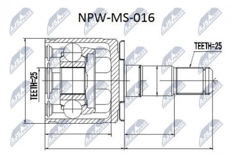 ШАРНИР РАВНЫХ УГЛОВЫХ СКОРОСТЕЙ NTY NPW-MS-016