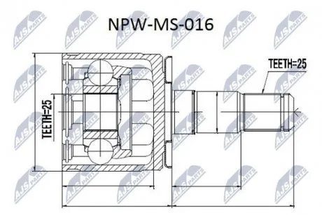 Внутренний шрус mitsubishi pajero v14wv55w pajero sport k94w,mb160655 NTY NPW-MS-016