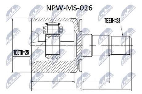 ШАРНИР РАВНЫХ УГЛОВЫХ СКОРОСТЕЙ NTY NPW-MS-026 (фото 1)