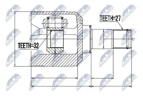 ШАРНІР РІВНИХ КУТОВИХ ШВИДКОСТЕЙ | MITSUBISHI ASX 10-, ECLIPSE USA DK2/4 06-, GALANT USA DJ1/3/5A 06-, LANCER CY 07- NTY NPW-MS-036