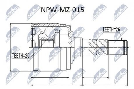 ШАРНИР РАВНЫХ УГЛОВЫХ СКОРОСТЕЙ NTY NPW-MZ-015