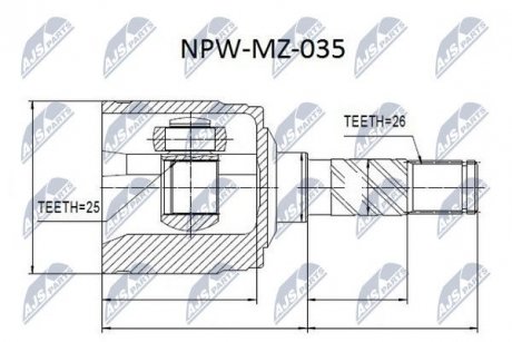 ШАРНИР РАВНЫХ УГЛОВЫХ СКОРОСТЕЙ NTY NPW-MZ-035 (фото 1)