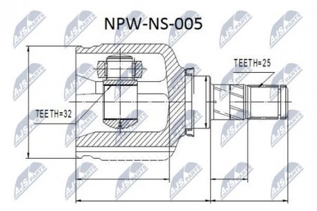 ШАРНИР РАВНЫХ УГЛОВЫХ СКОРОСТЕЙ NTY NPW-NS-005 (фото 1)