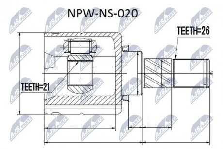 ШАРНИР РАВНЫХ УГЛОВЫХ СКОРОСТЕЙ NTY NPW-NS-020