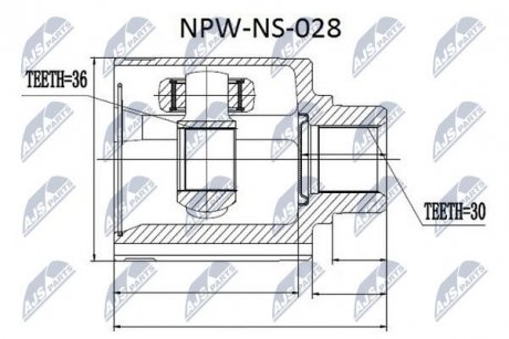 ШАРНИР РАВНЫХ УГЛОВЫХ СКОРОСТЕЙ NTY NPW-NS-028 (фото 1)