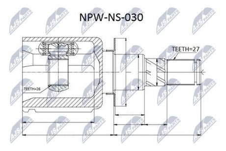 ШАРНИР РАВНЫХ УГЛОВЫХ СКОРОСТЕЙ NTY NPW-NS-030