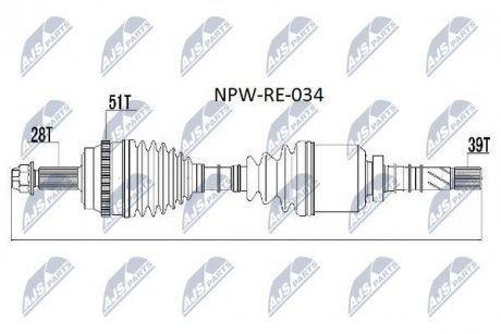 Піввісь NTY NPWRE034 (фото 1)