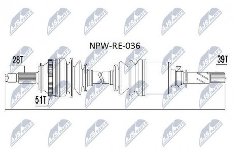 Піввісь NTY NPWRE036