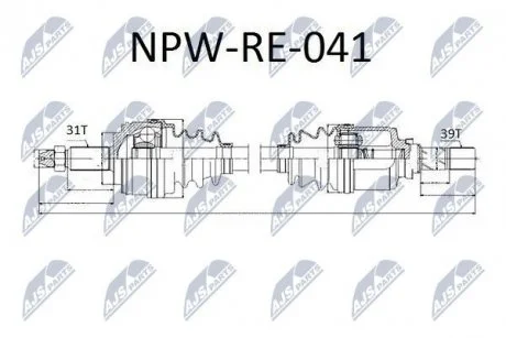 Піввісь ліва Renault Master 2.3dCi 10- (L:743/A:31/D:39) NTY NPWRE041