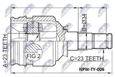 ШАРНИР РАВНЫХ УГЛОВЫХ СКОРОСТЕЙ NTY NPW-TY-006